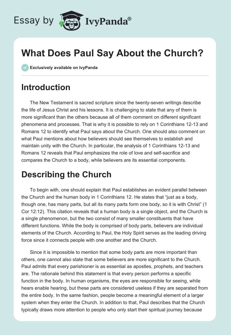 What Does Paul Say About the Church?. Page 1