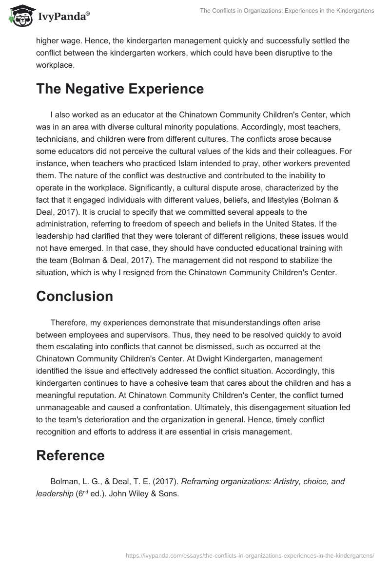 The Conflicts in Organizations: Experiences in the Kindergartens. Page 2