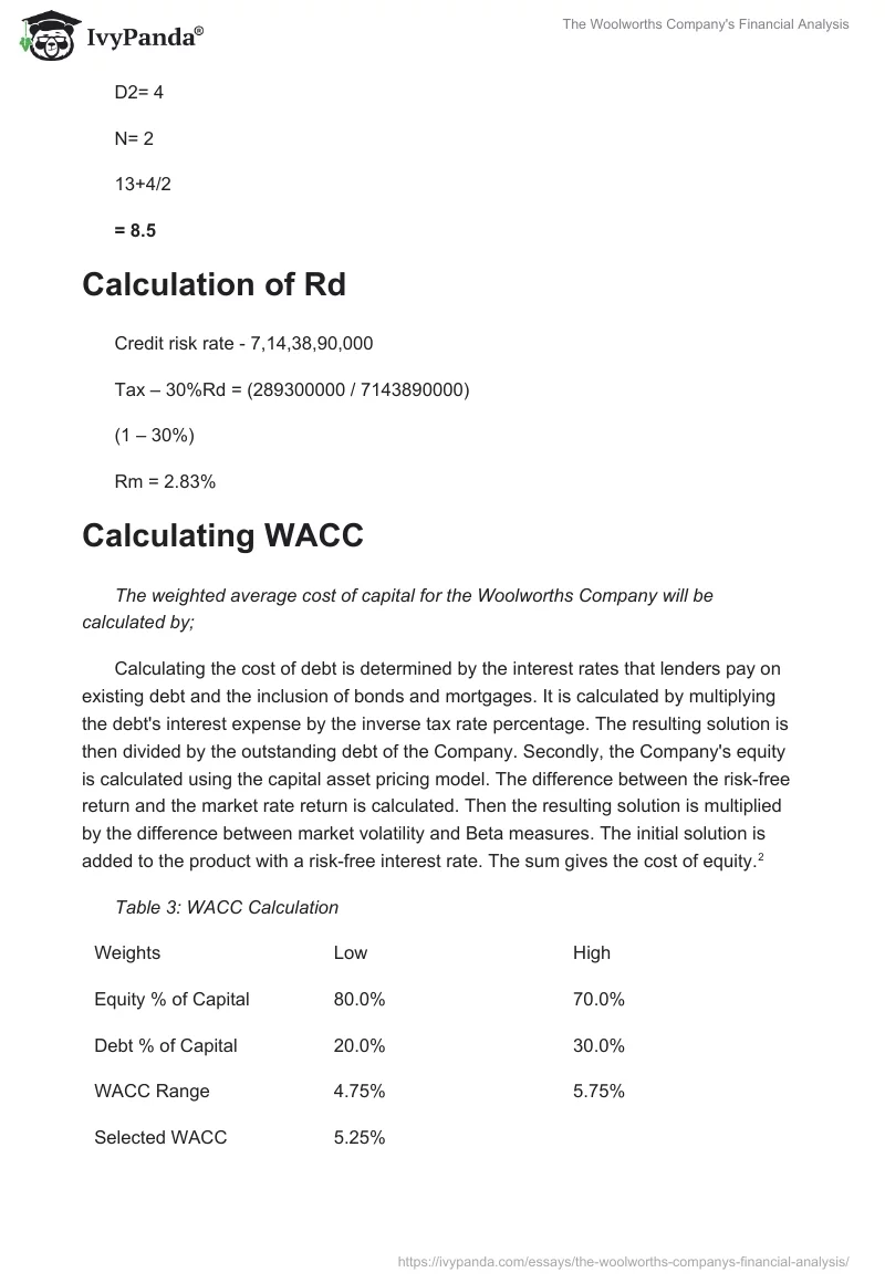 The Woolworths Company's Financial Analysis. Page 4
