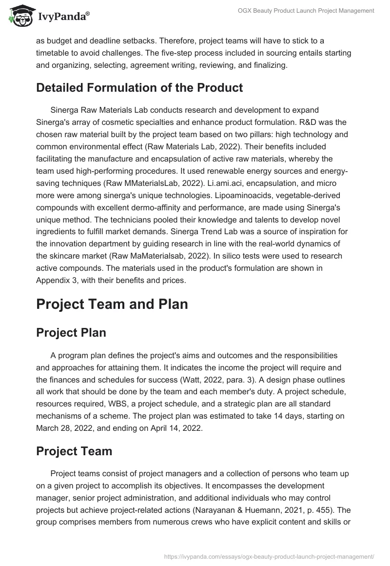 OGX Beauty Product Launch Project Management. Page 4