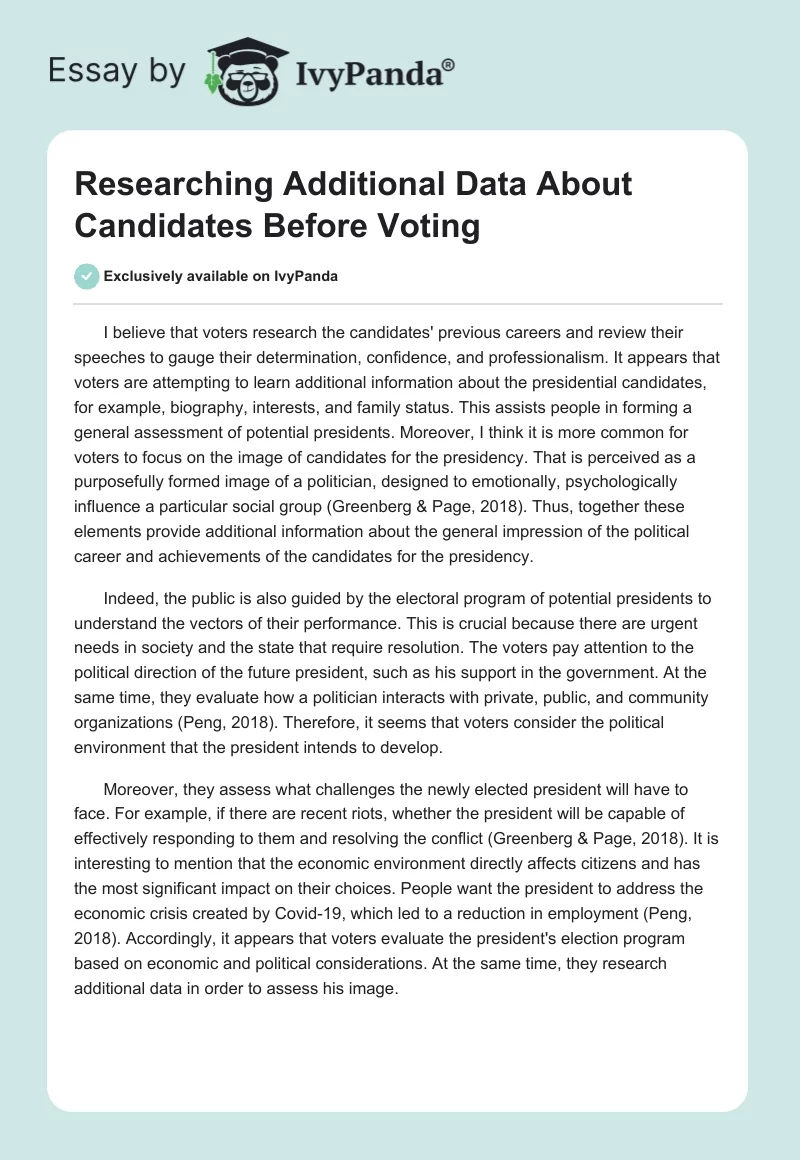 Researching Additional Data About Candidates Before Voting. Page 1