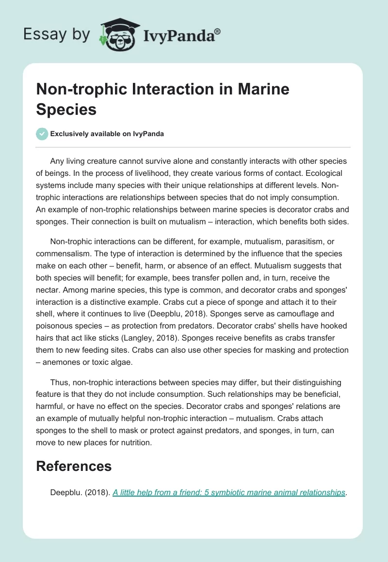 Non-trophic Interaction in Marine Species. Page 1