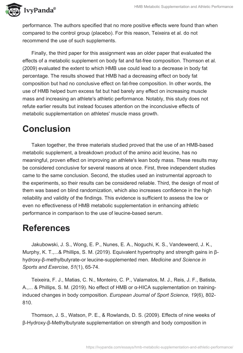 HMB Metabolic Supplementation and Athletic Performance. Page 2