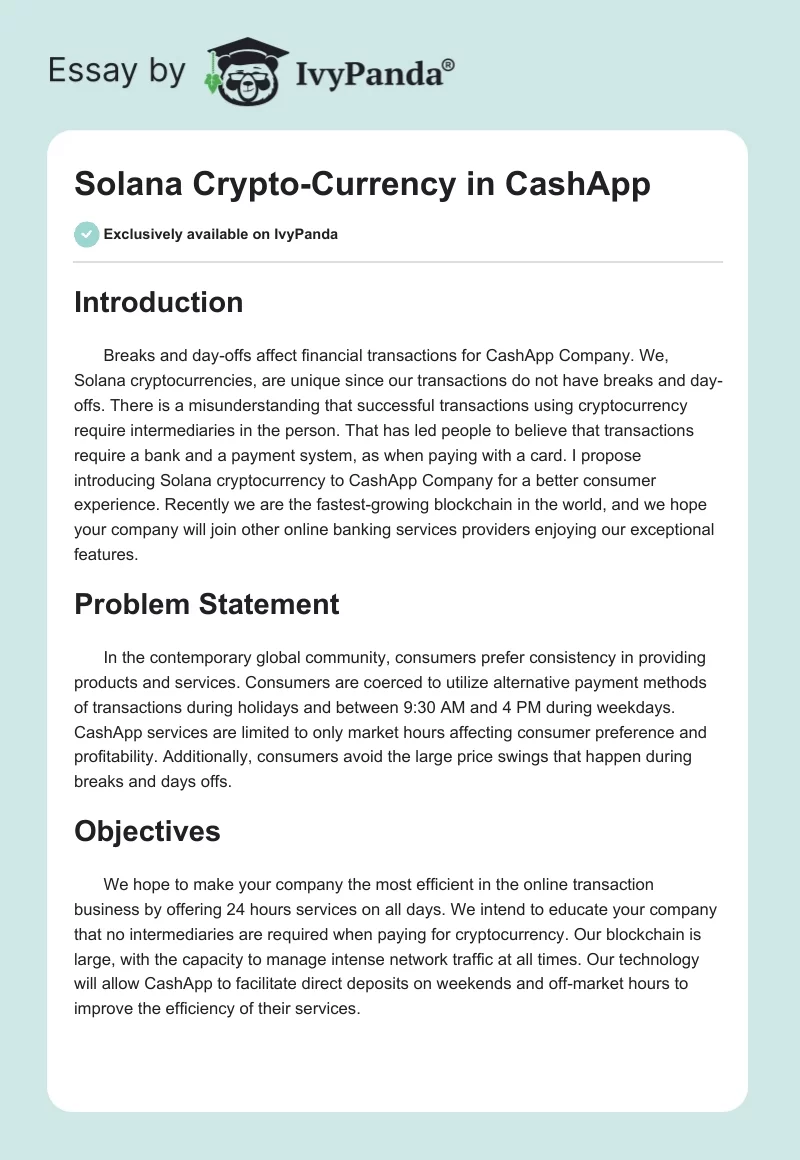 Solana Crypto-Currency in CashApp. Page 1