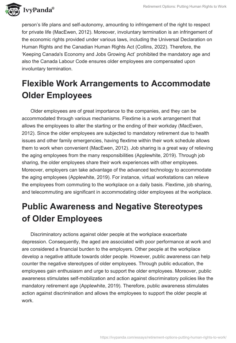 Retirement Options: Putting Human Rights to Work. Page 2