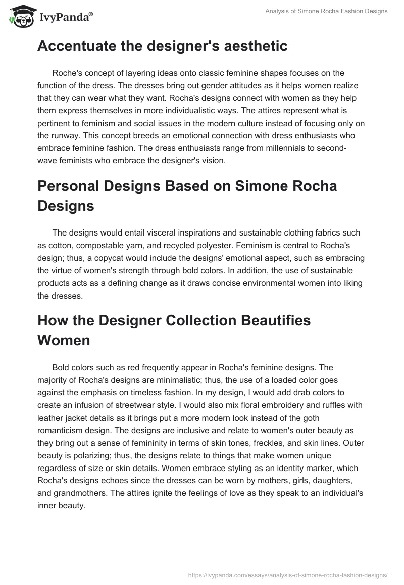 Analysis of Simone Rocha Fashion Designs. Page 2