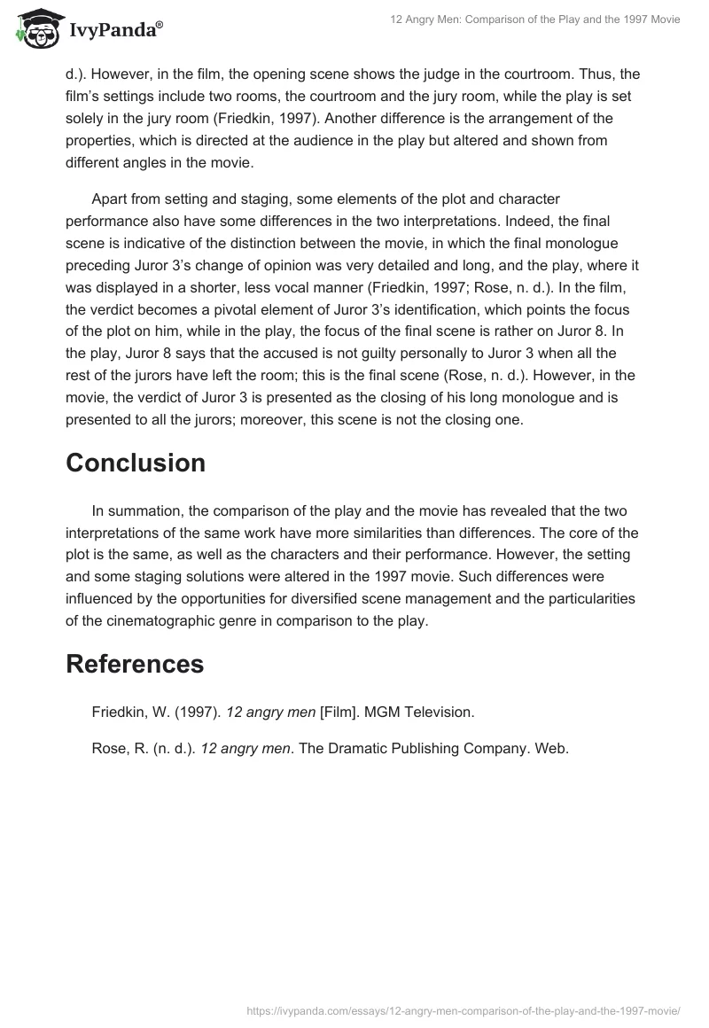 "12 Angry Men": Comparison of the Play and the 1997 Movie. Page 2