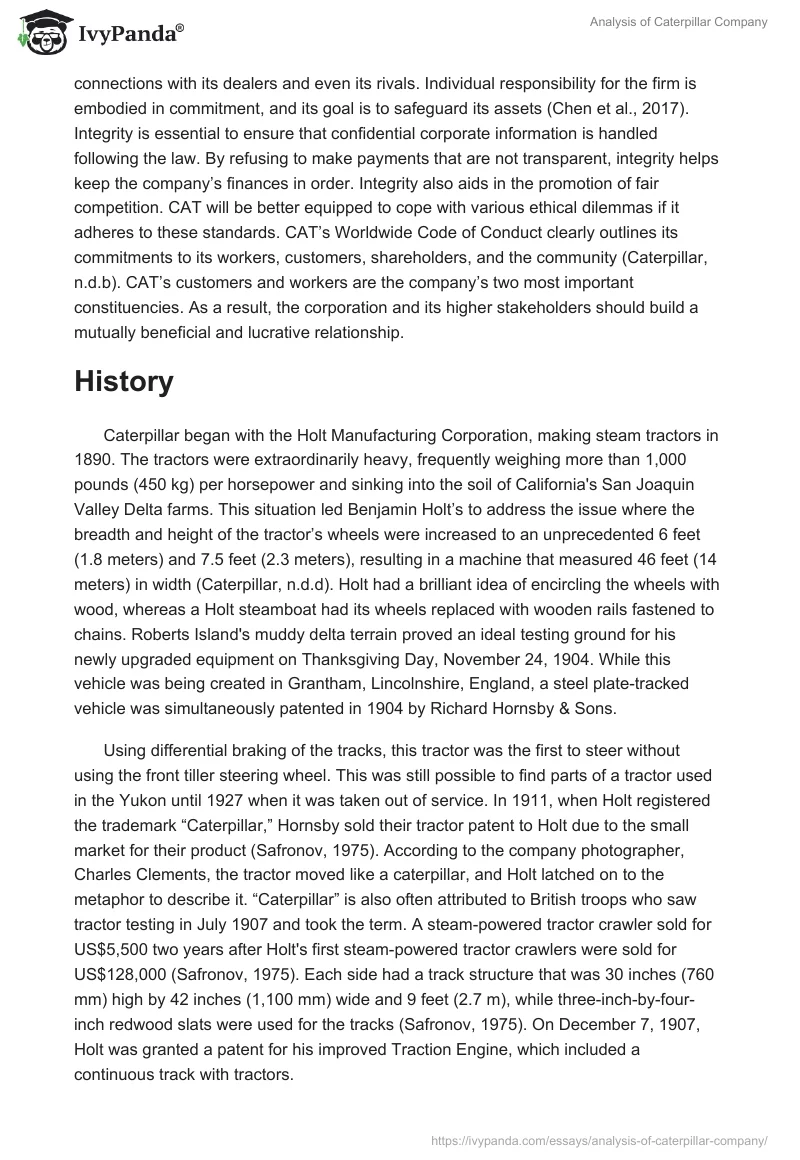 Analysis of Caterpillar Company. Page 3