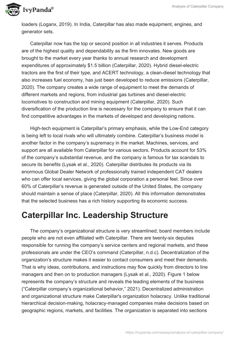 Analysis of Caterpillar Company. Page 5
