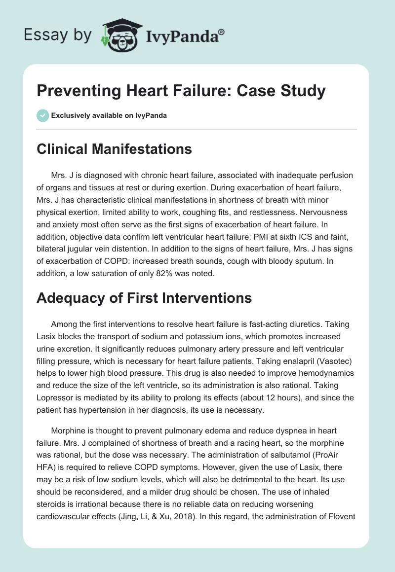 Preventing Heart Failure: Case Study. Page 1