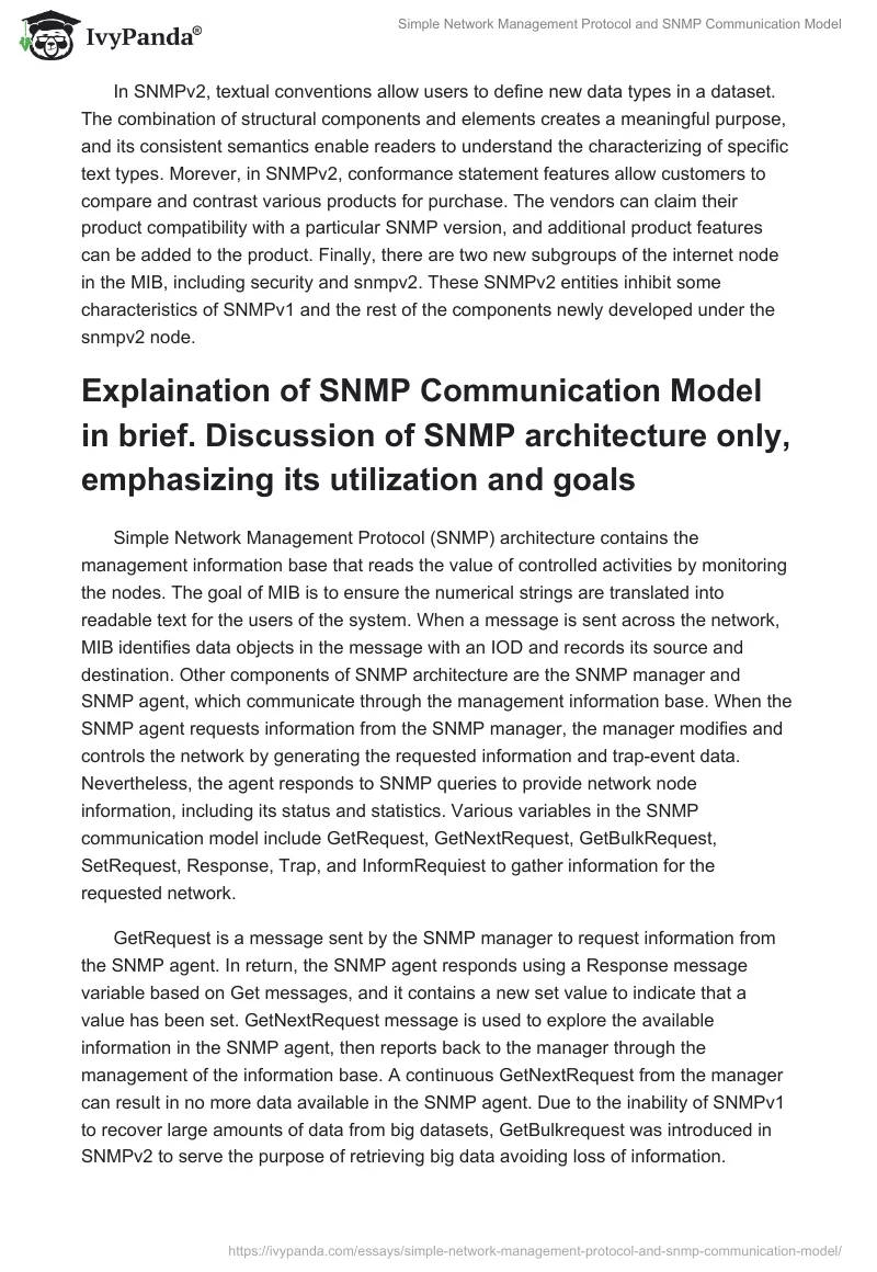 Simple Network Management Protocol and SNMP Communication Model. Page 2