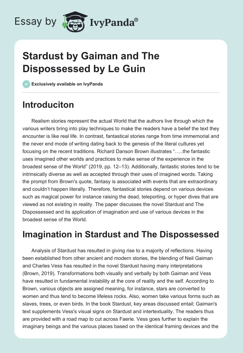 "Stardust" by Gaiman and "The Dispossessed" by Le Guin. Page 1