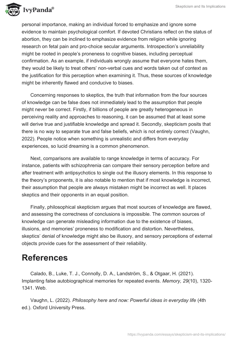 Skepticism and Its Implications. Page 2