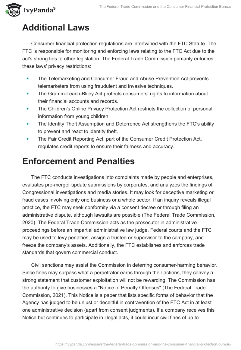 The Federal Trade Commission and the Consumer Financial Protection Bureau. Page 3