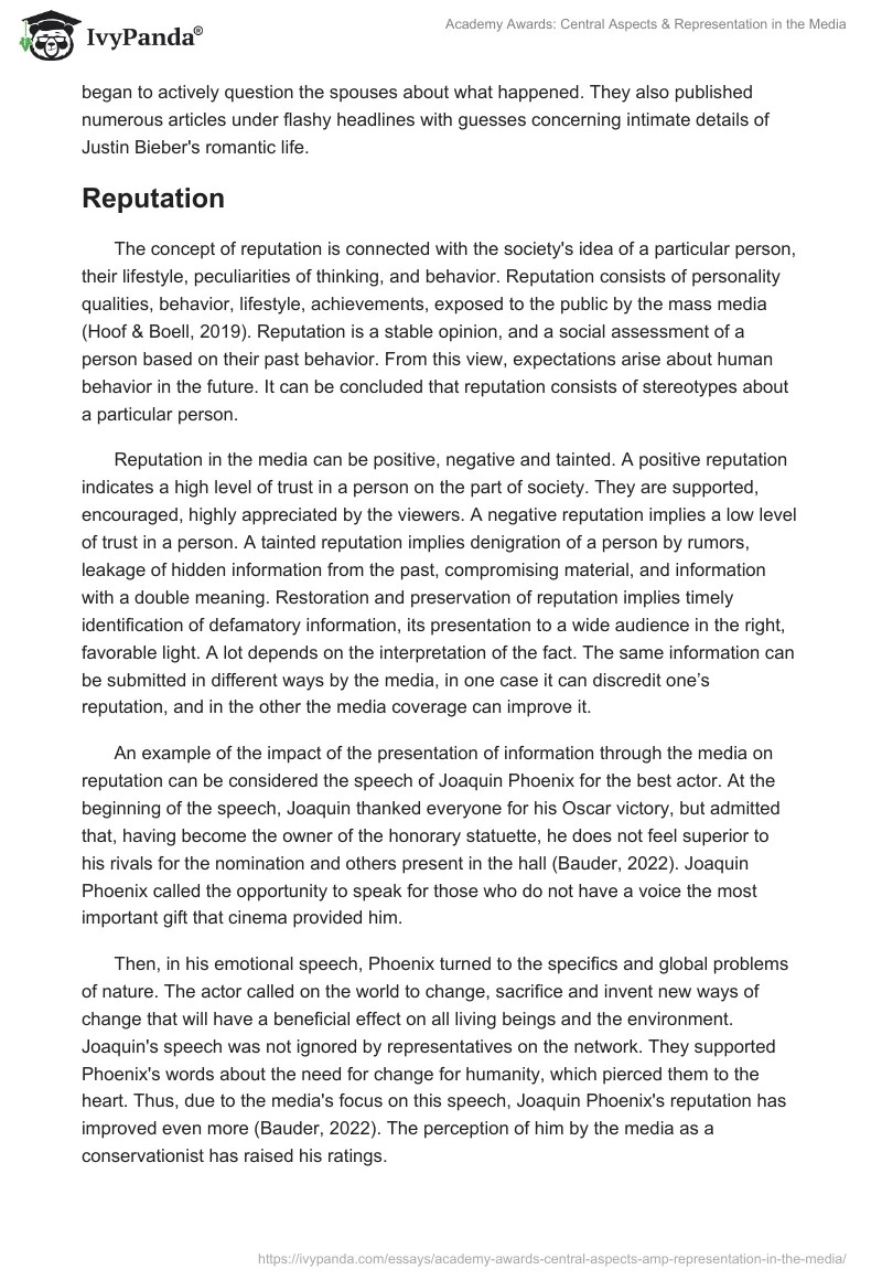 Academy Awards: Central Aspects & Representation in the Media. Page 4