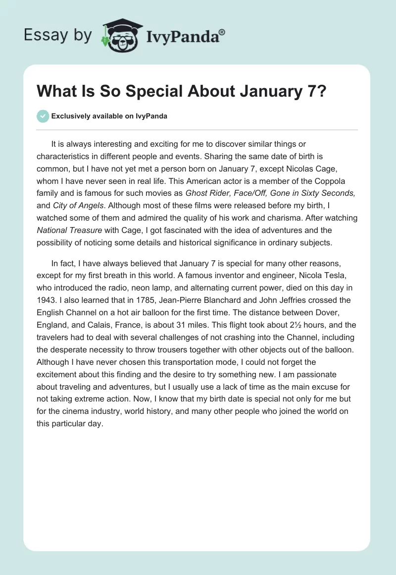 What Is So Special About January 7?. Page 1