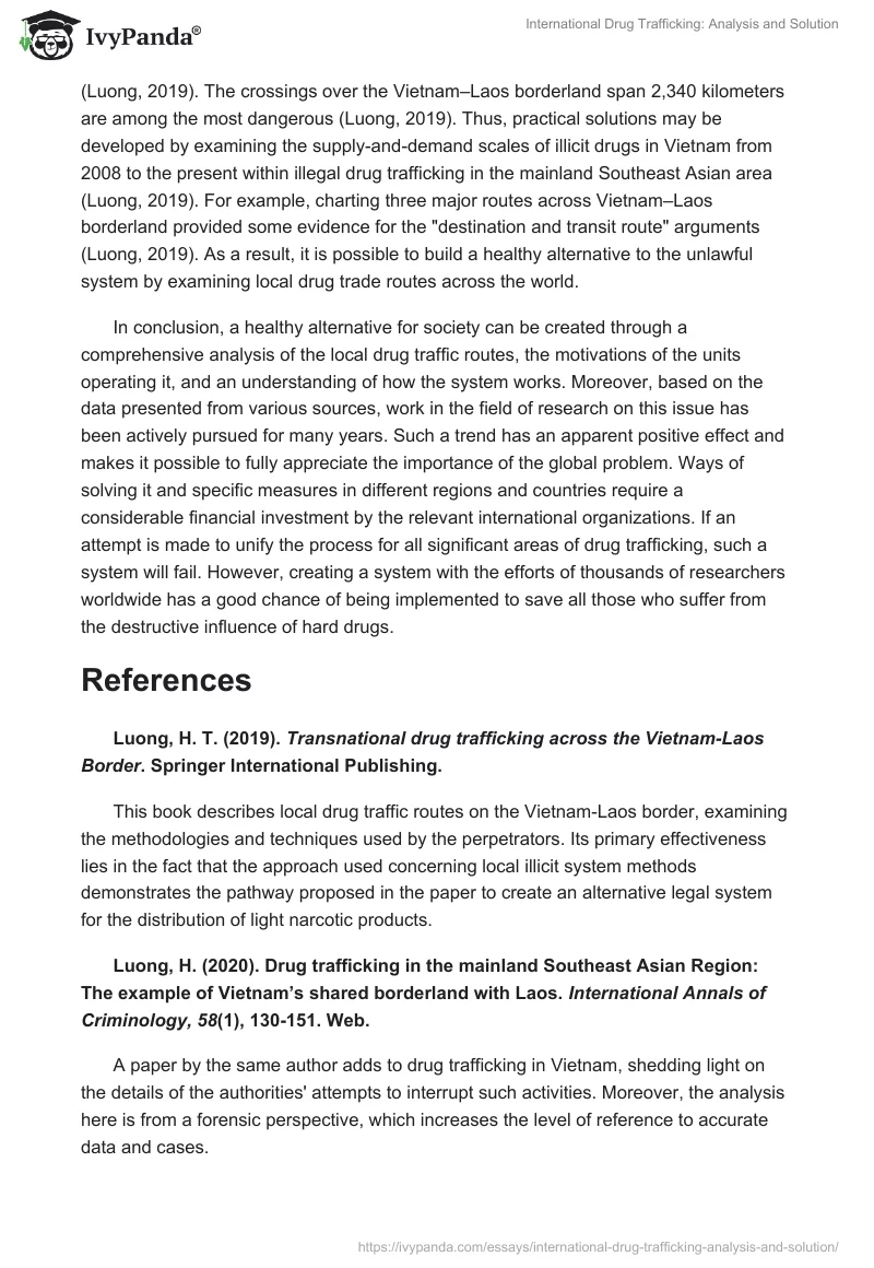 International Drug Trafficking: Analysis and Solution. Page 3