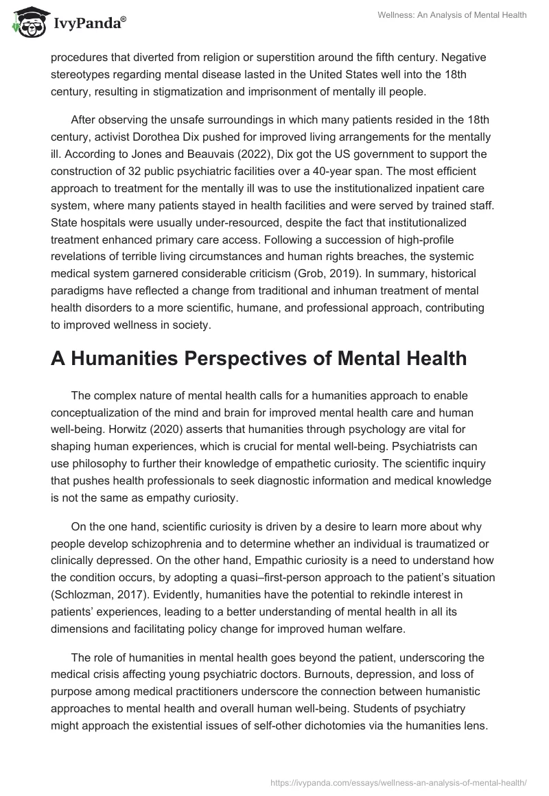 Wellness: An Analysis of Mental Health. Page 2