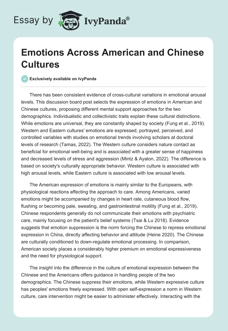 Emotions Across American and Chinese Cultures. Page 1
