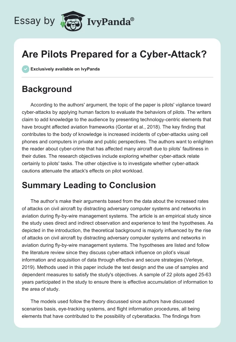 Are Pilots Prepared for a Cyber-Attack?. Page 1