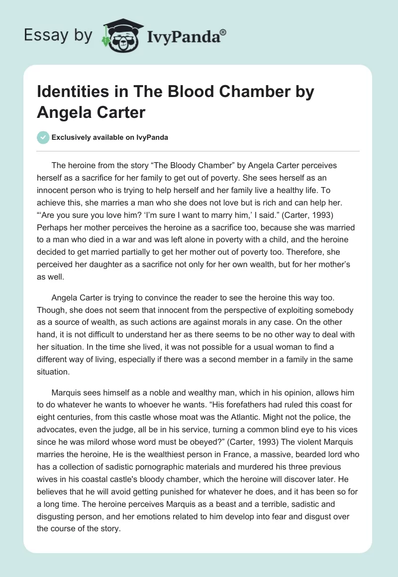 Identities in "The Blood Chamber" by Angela Carter. Page 1