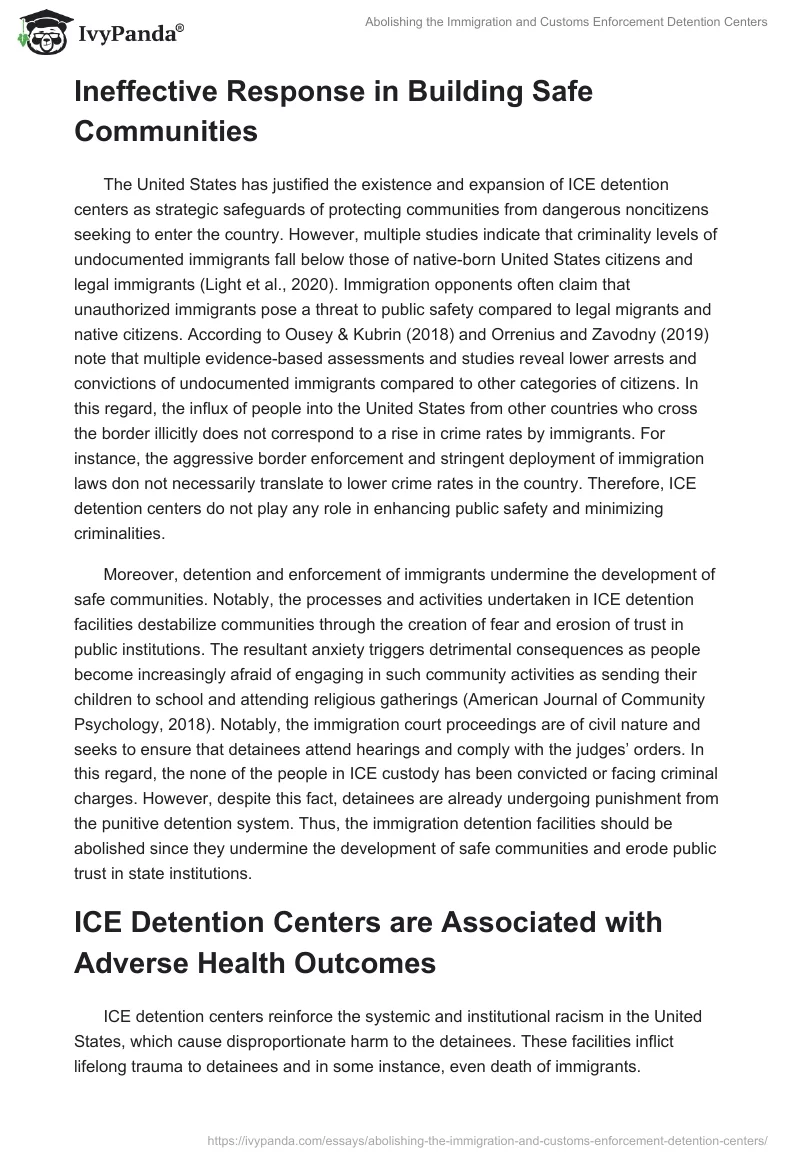 Abolishing the Immigration and Customs Enforcement Detention Centers. Page 4