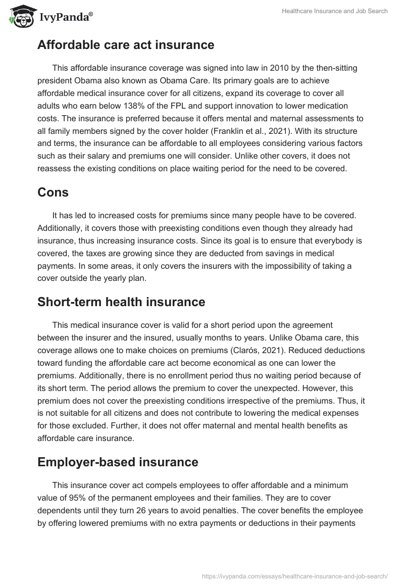 Healthcare Insurance and Job Search. Page 2