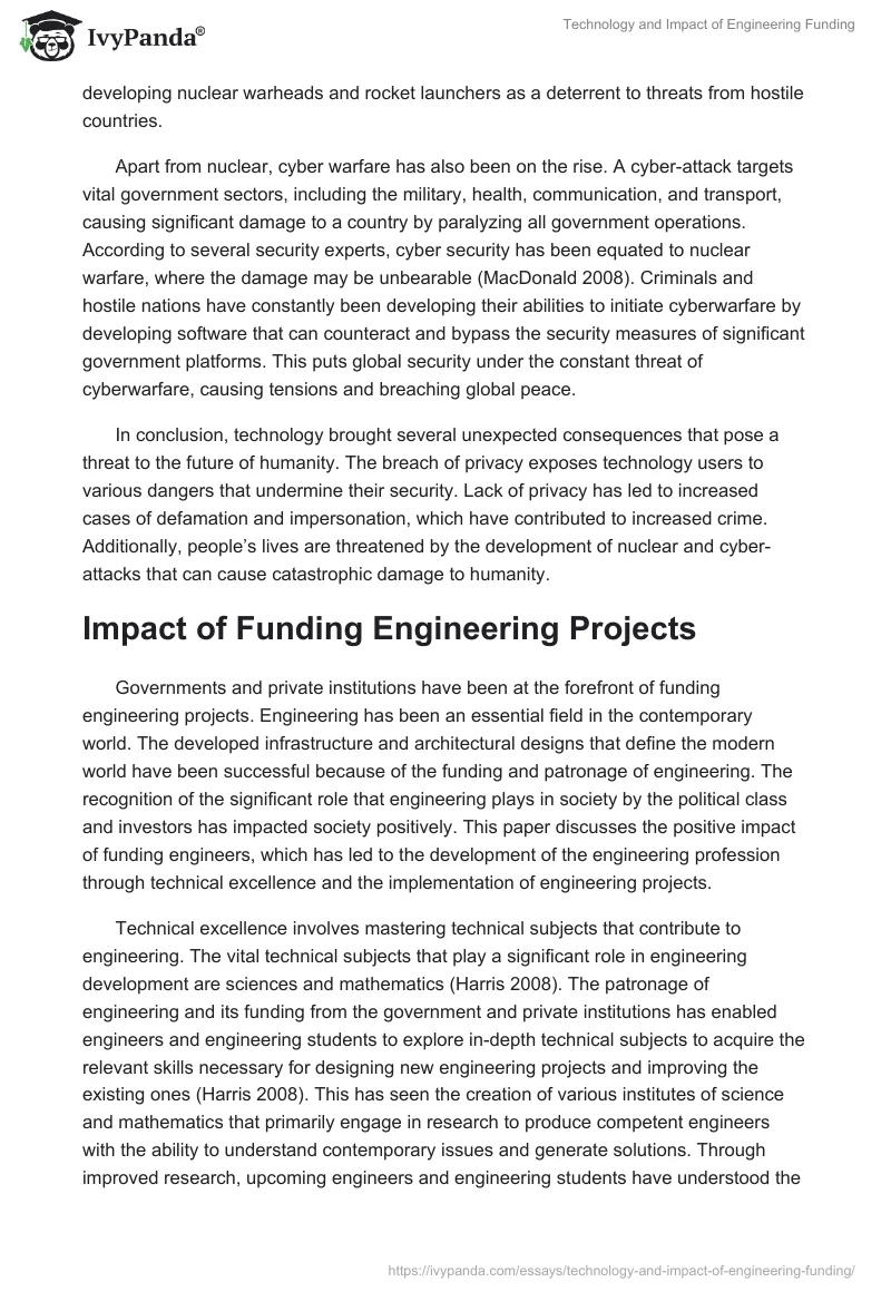 Technology and Impact of Engineering Funding. Page 2