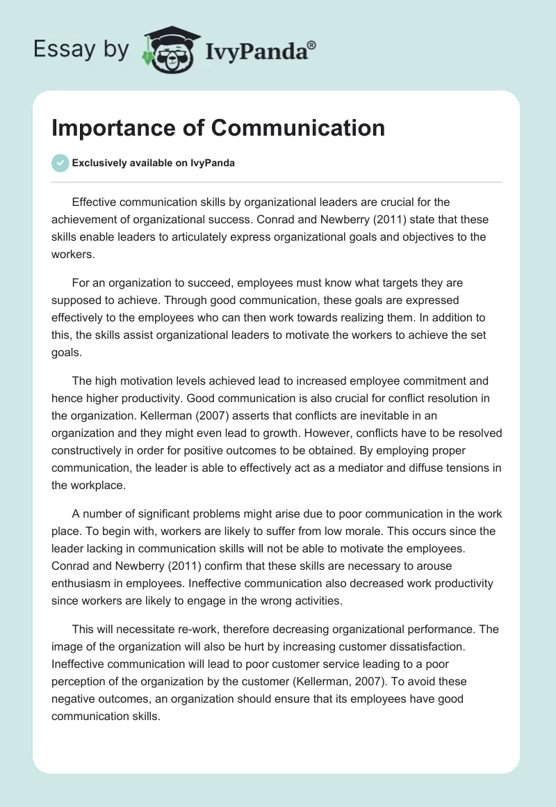 Importance of Communication. Page 1