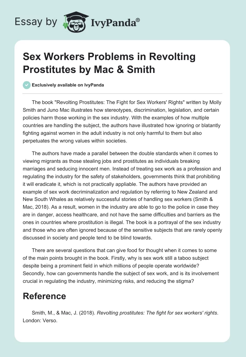 Sex Workers Problems in "Revolting Prostitutes" by Mac & Smith. Page 1