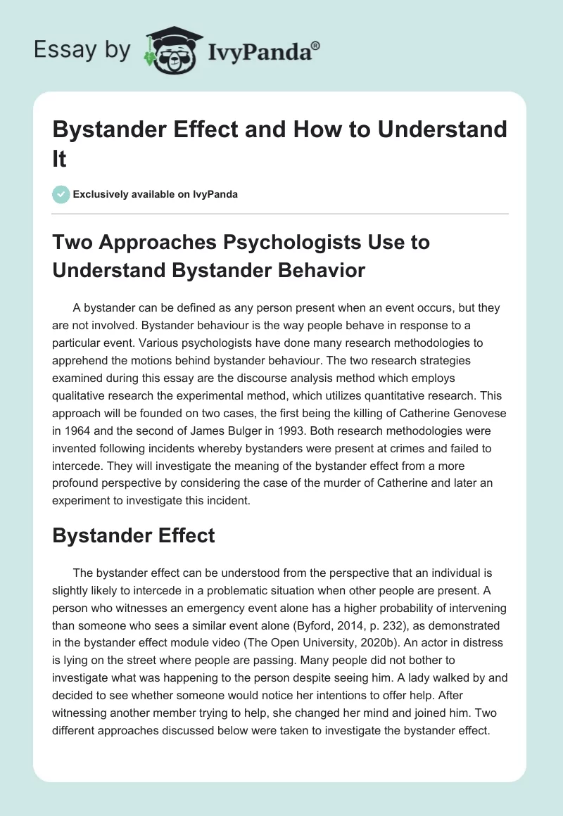 Bystander Effect and How to Understand It. Page 1
