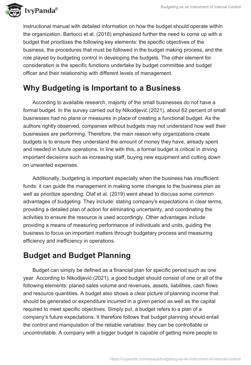 Budgeting as an Instrument of Internal Control. Page 4
