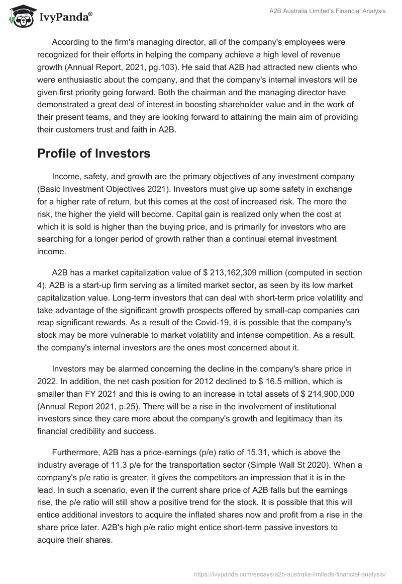 A2B Australia Limited's Financial Analysis. Page 2