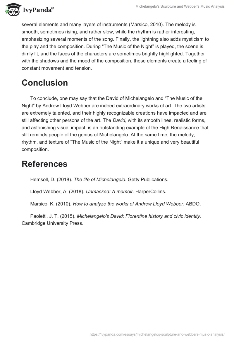 Michelangelo's Sculpture and Webber's Music Analysis. Page 3