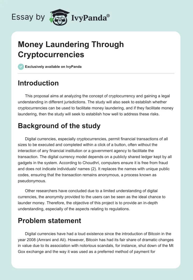 Money Laundering Through Cryptocurrencies. Page 1