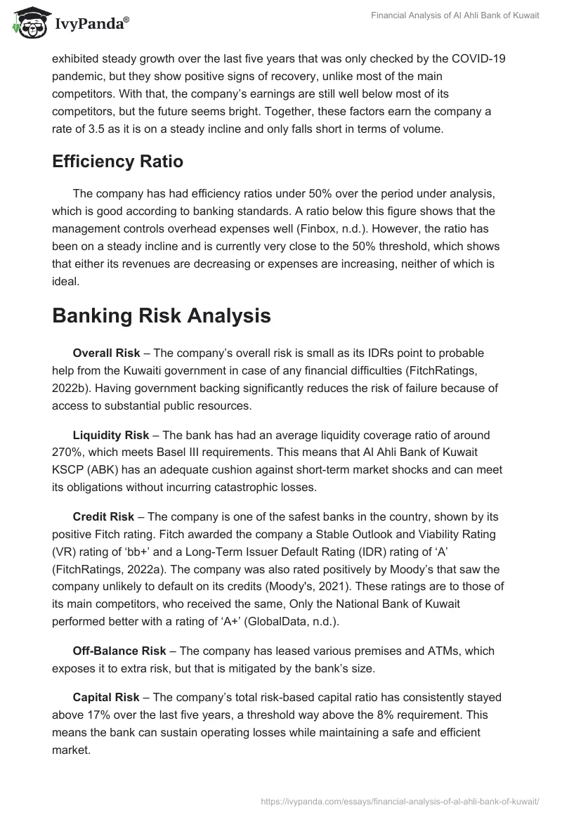 Financial Analysis of Al Ahli Bank of Kuwait. Page 2