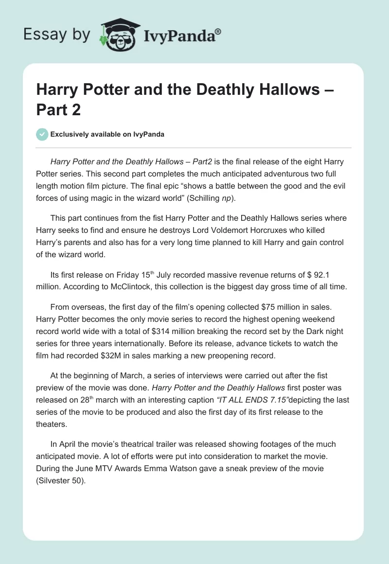 Harry Potter and the Deathly Hallows – Part 2. Page 1