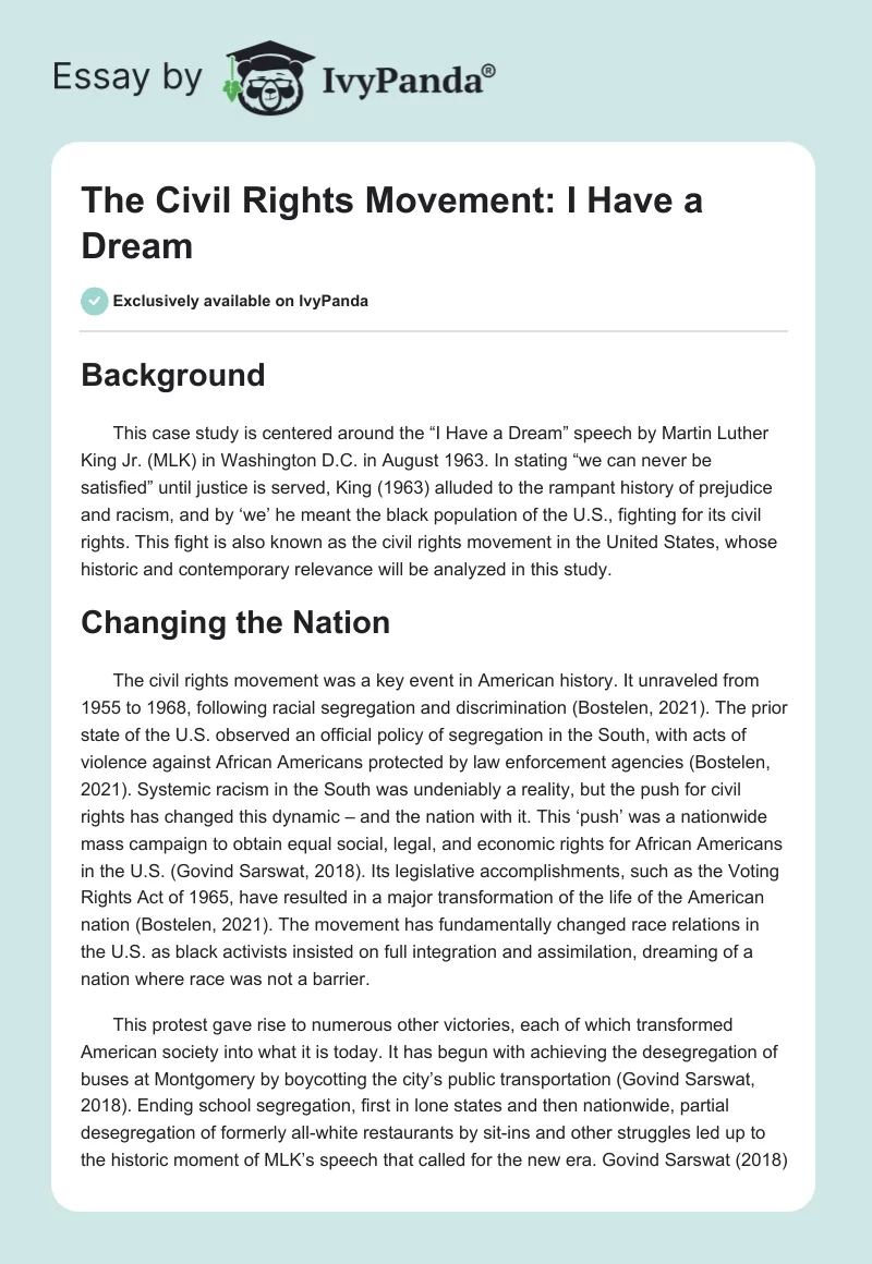 The Civil Rights Movement: I Have a Dream. Page 1