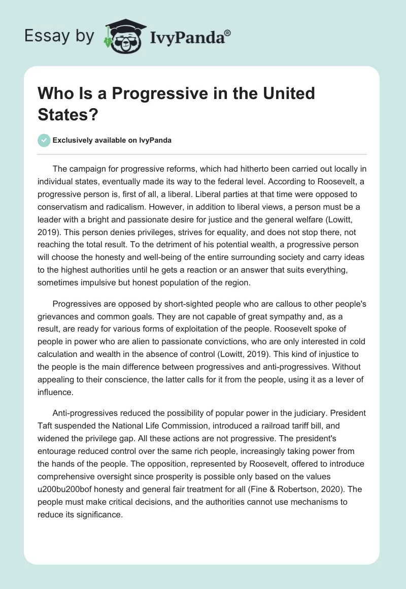 Who Is a Progressive in the United States?. Page 1