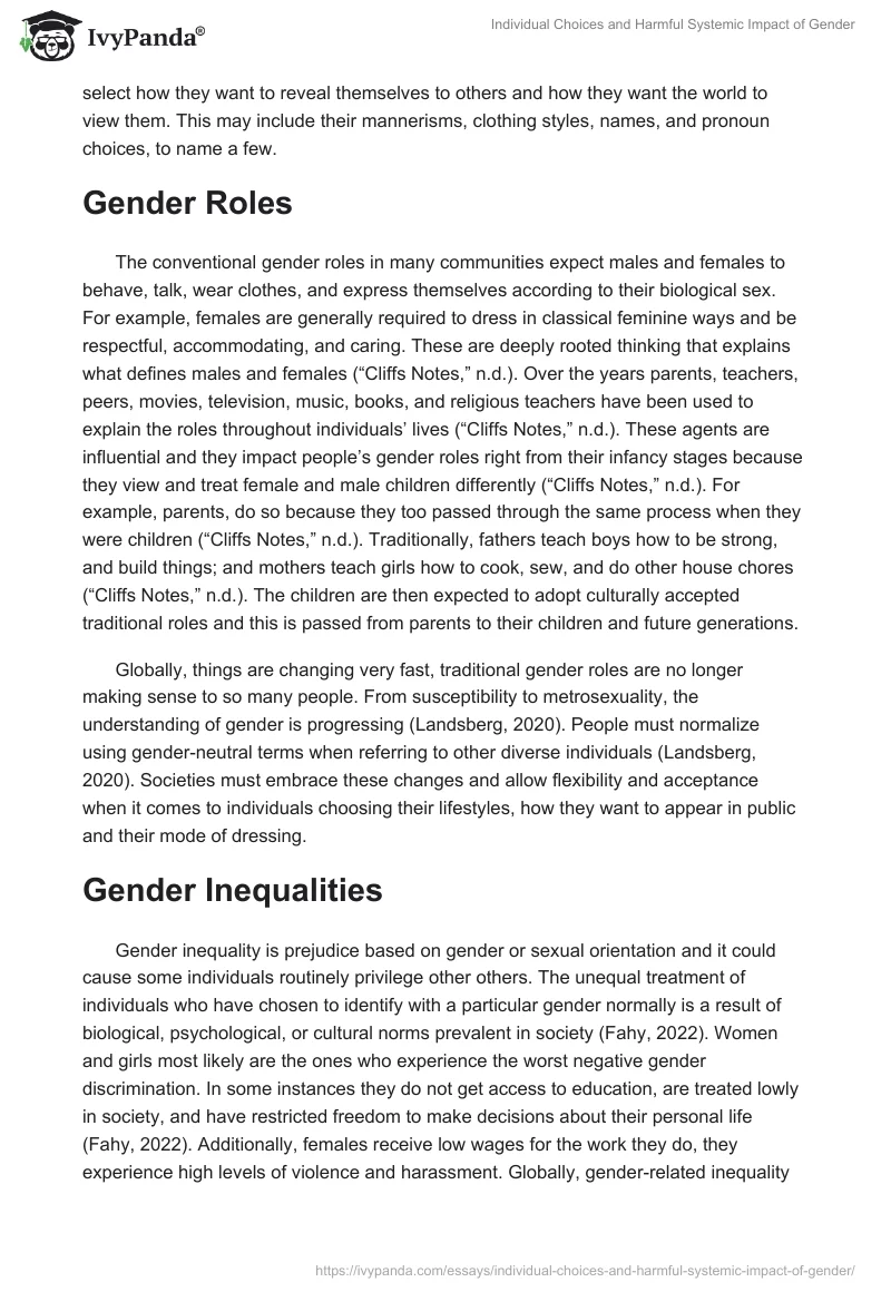 Individual Choices and Harmful Systemic Impact of Gender. Page 3
