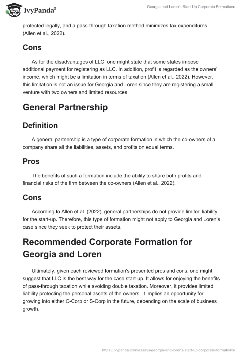 Georgia and Loren’s Start-Up Corporate Formations. Page 3