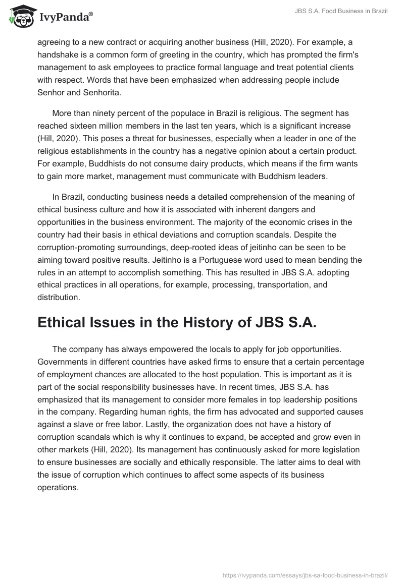 JBS S.A. Food Business in Brazil. Page 3