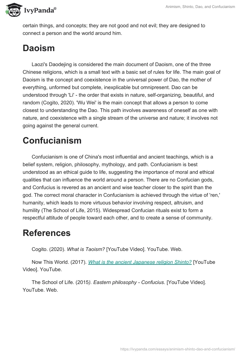 Animism, Shinto, Dao, and Confucianism. Page 2