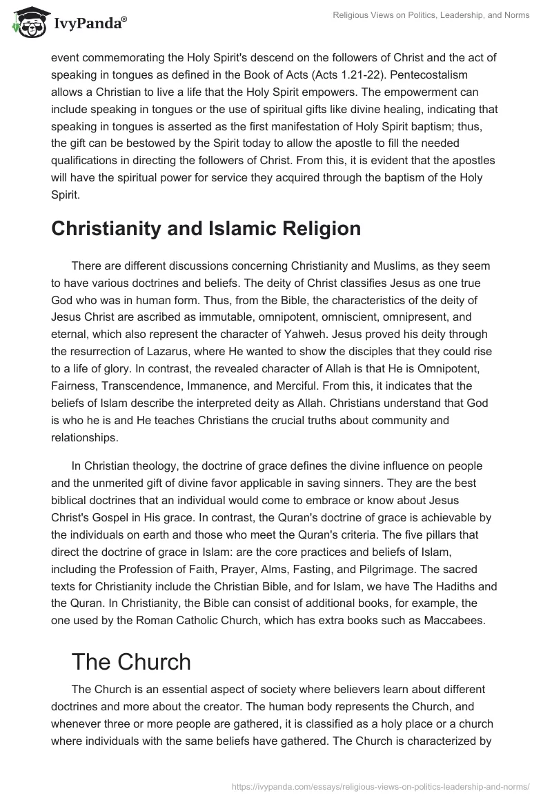 Religious Views on Politics, Leadership, and Norms. Page 5