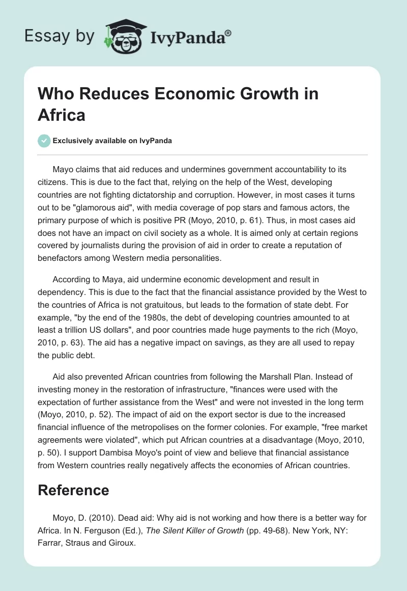 Who Reduces Economic Growth in Africa. Page 1