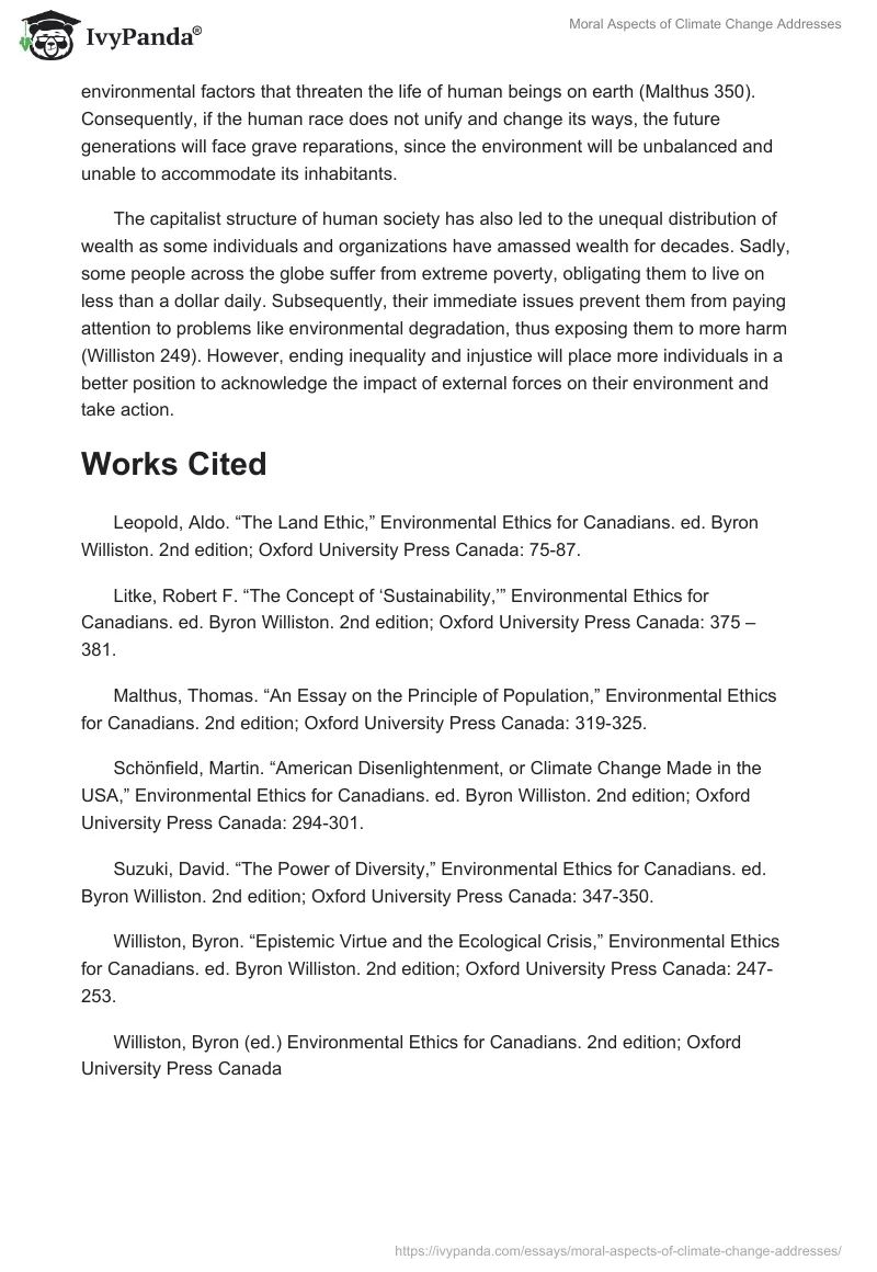 Moral Aspects of Climate Change Addresses. Page 3