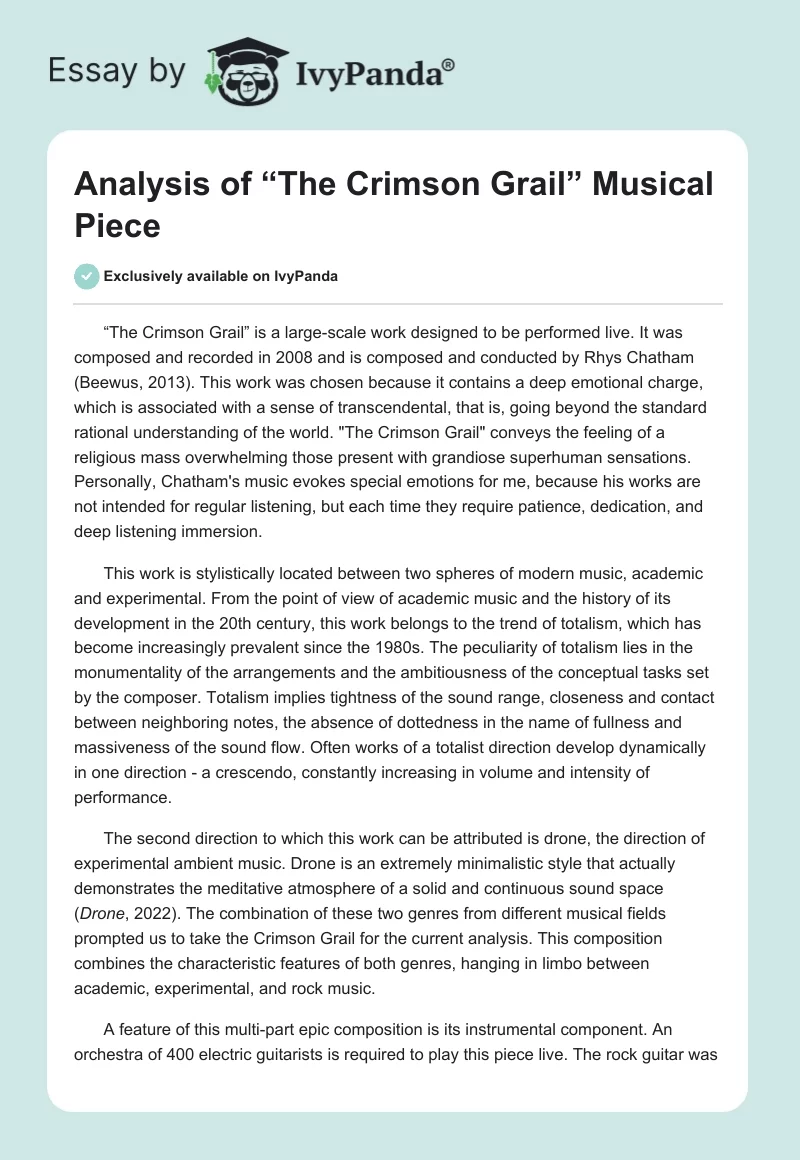 Analysis of “The Crimson Grail” Musical Piece. Page 1