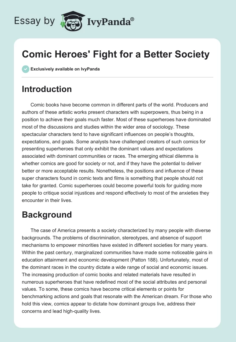 Comic Heroes' Fight for a Better Society. Page 1