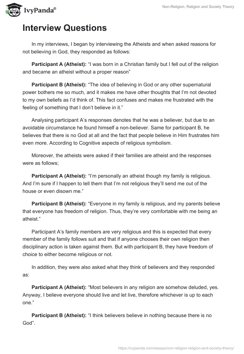 Non-Religion, Religion and Society Theory. Page 2