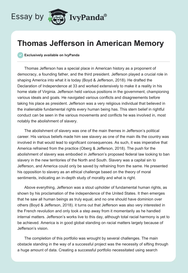 Thomas Jefferson in American Memory. Page 1